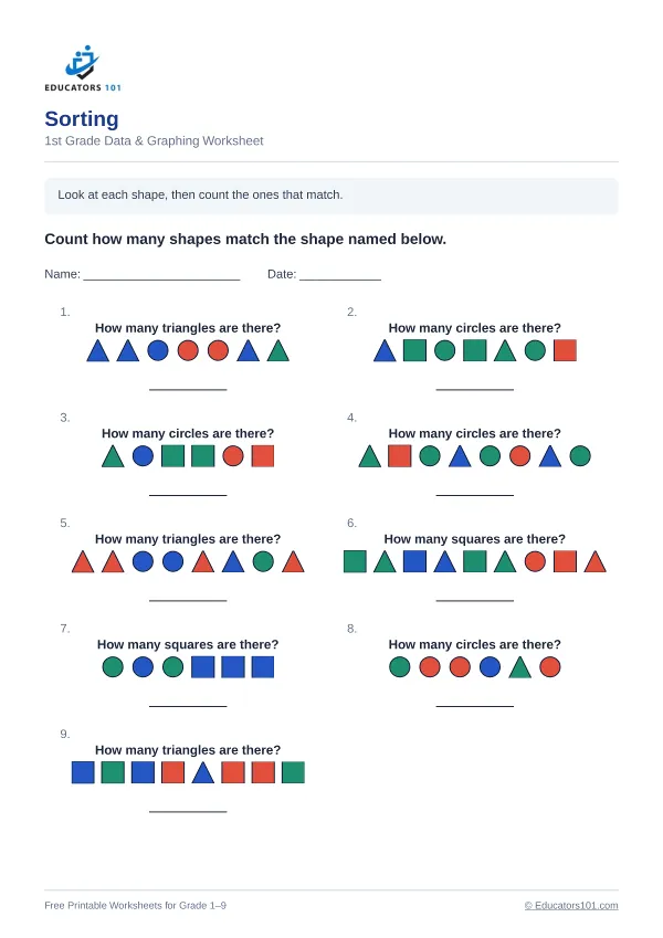 Sorting worksheet 2 — 1st Grade