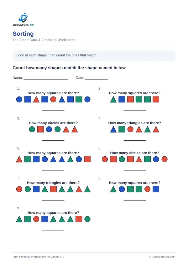 Sorting worksheet 3 — 1st Grade