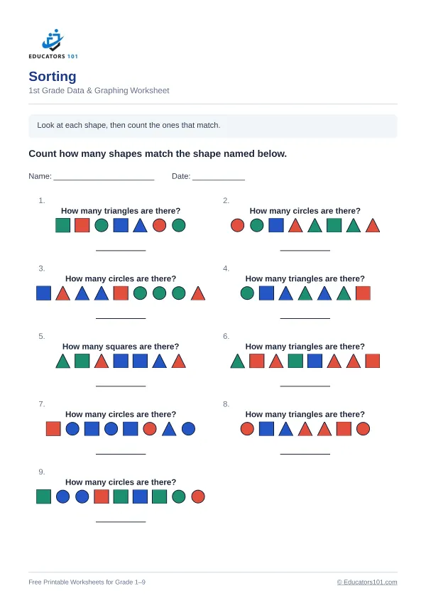 Sorting worksheet 4 — 1st Grade