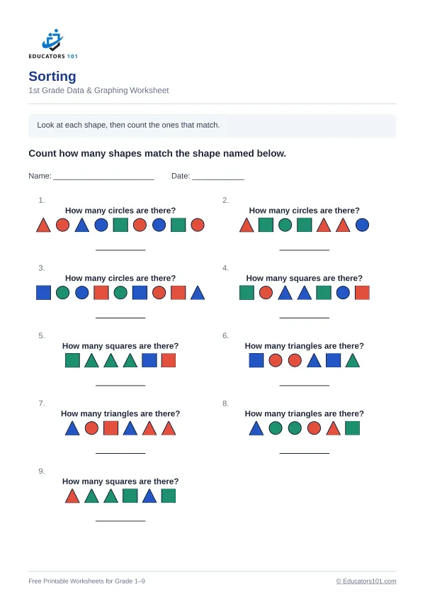 Sorting worksheet 5 — 1st Grade