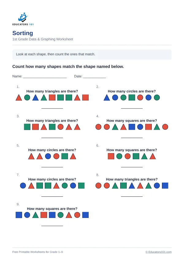 Sorting worksheet 6 — 1st Grade