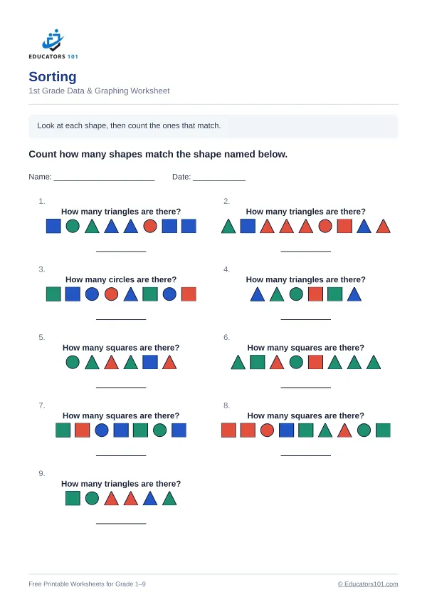 Sorting worksheet 7 — 1st Grade