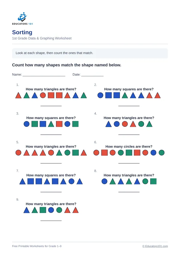 Sorting worksheet 15 — 1st Grade